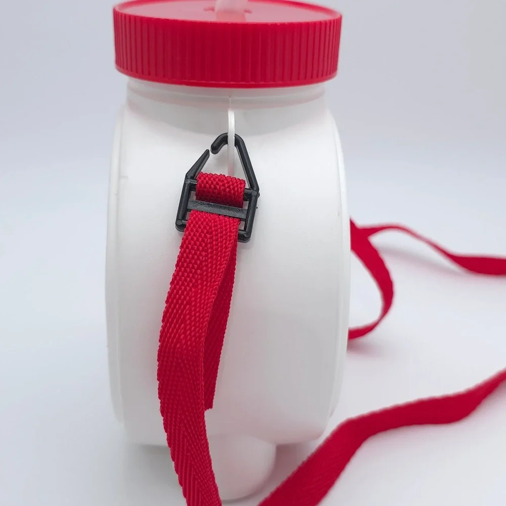 Wendy's Coca-Cola Vintage Canteen Plastic White Red Strap Retro Water Bottle 90s